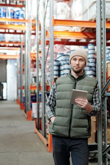 Warehouse worker managing inventory